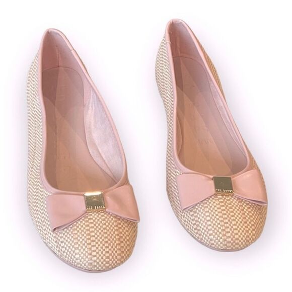 TED BAKER Sualli Bow Raffia Pink Ballet Flat Size 39.5 / 9 - Picture 6 of 7